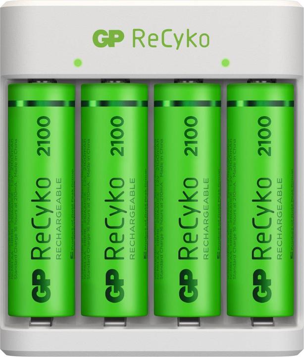 Actual product image GP Batteries USB-Modell Ladegerät GP E411 inkl. 4x ReCyko 1,2V AA Mignon 2100 mAh Akkus (4 pcs., 2100 mAh, Battery + charger)