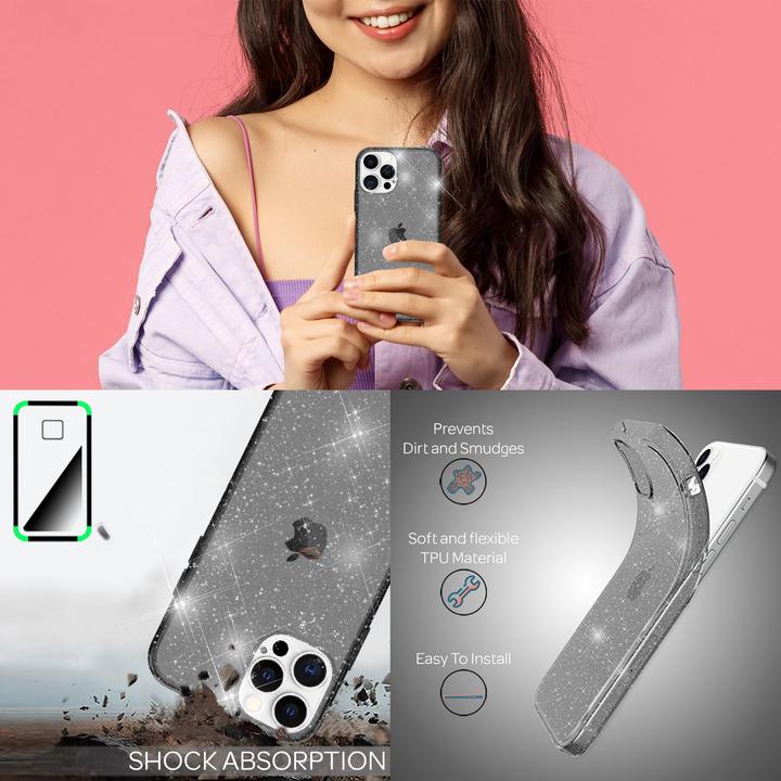 Immagine prodotto Nalia Copertura in silicone glitterato trasparente (Apple iPhone 13 Pro Max)