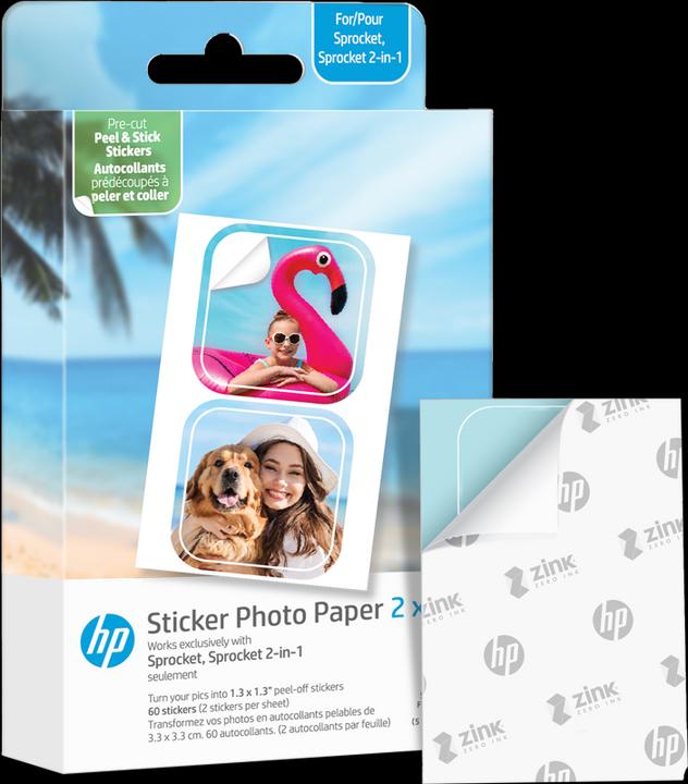 Productafbeelding HP Zink Papier Sprocket Luna 30-pack 2x3 Voorgesneden 1,3x1,3 sticker (HPIZ2X330C)