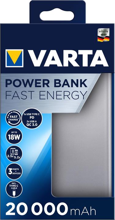 Actual product image Varta Fast Energy (20000 mAh, 18 W, 74 Wh)