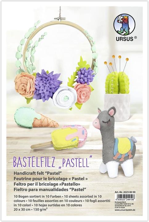 Actual product image Ursus Craft felt pastel 150 g/m², 20 x 30 cm, 10 sheets (Multicoloured, 10 x)