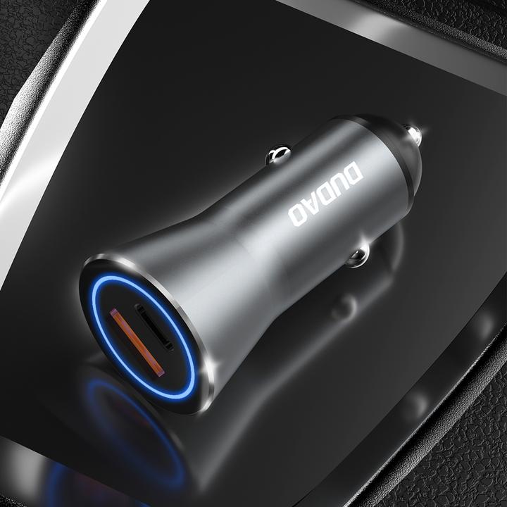 Actual product image Dudao Car Charger 45W PD + QC5.0 1xUSB+1XType C