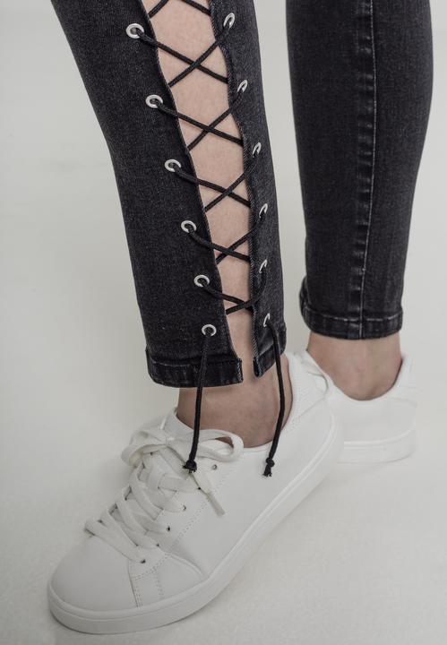 Actual product image Urban Classics Ladies Denim Lace Up Skinny Pants (29)
