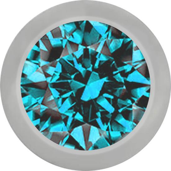 Star Piercing Micro Kugel silber mit Kristall aqua (ohne Messing, Titan G23)