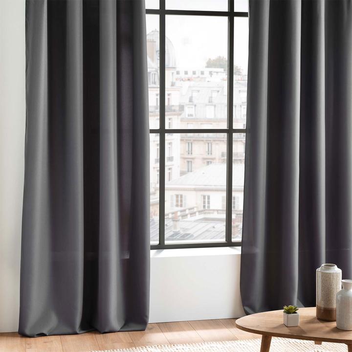 Produktbild Douceur D'intérieur 2er-Set Verdunklung Vorhänge mit Ösen, Polyester, anthrazit (140 x 260 cm)