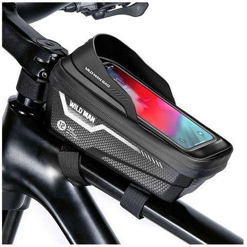 Wildman Bicycle accessory traveling bag for bike frame with zipper 1L (4 "- 7") ES12 black (1 l, Frame bag)