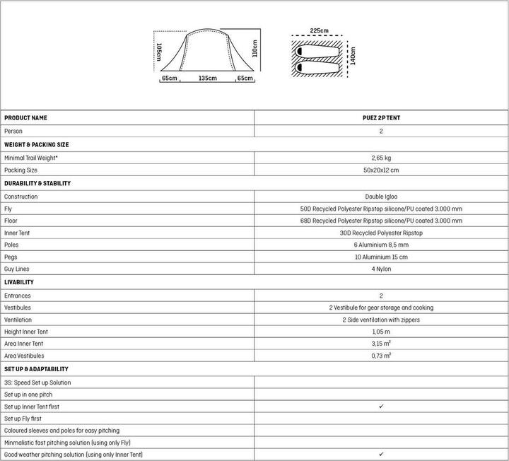 Image du produit Salewa Tente Puez 2P (Tente igloo, 2.65 kg, 2 personnes)