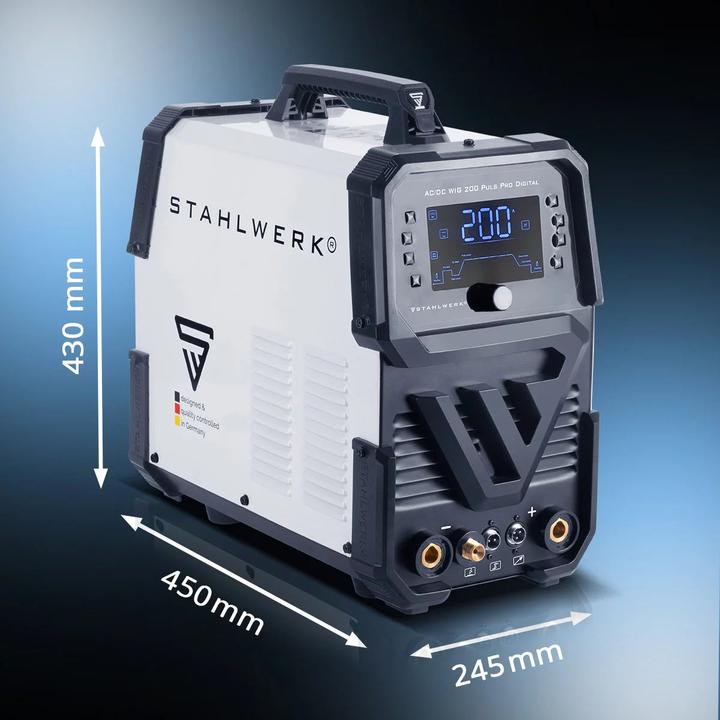 Actual product image Stahlwerk Shielding gas welder AC/DC TIG 200 Pulse Pro Digital Fully equipped
