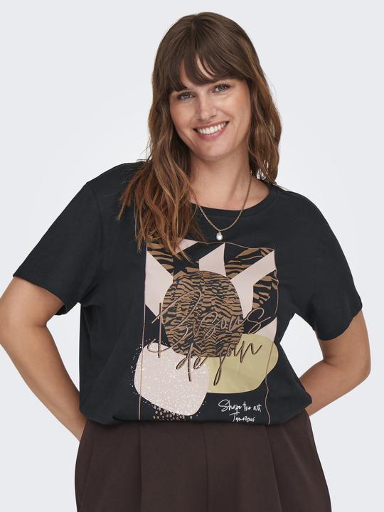 Actual product image Only Regular fit round neck curve top T-shirt (L)