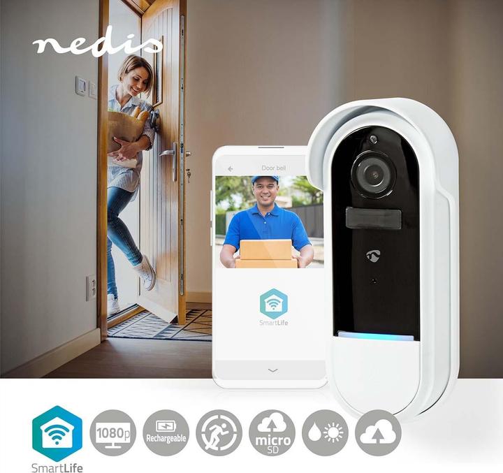 Produktbild Nedis Smartlife Video-Türsprechanlage Wi-Fi Batteriebetrieben AndroidT / IOS Full HD 1080p Cloud / m (WLAN)