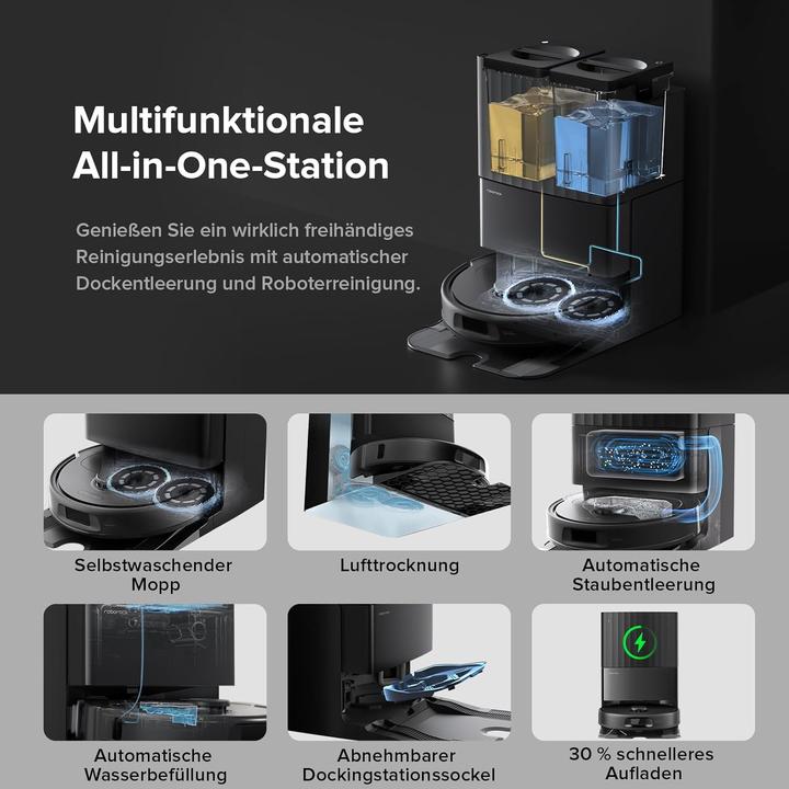 Produktbild Roborock QV 35A Saugroboter mit Wischfunktion&Hebarem Wischmopp,All-in-One Dock,Anti-Tangle,8000Pa
