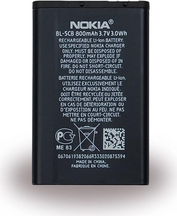 Image du produit Nokia BL-5CB Batterie pour téléphone mobile Li-Ion 800 mAh (Batterie, 1616, Nokia 113)