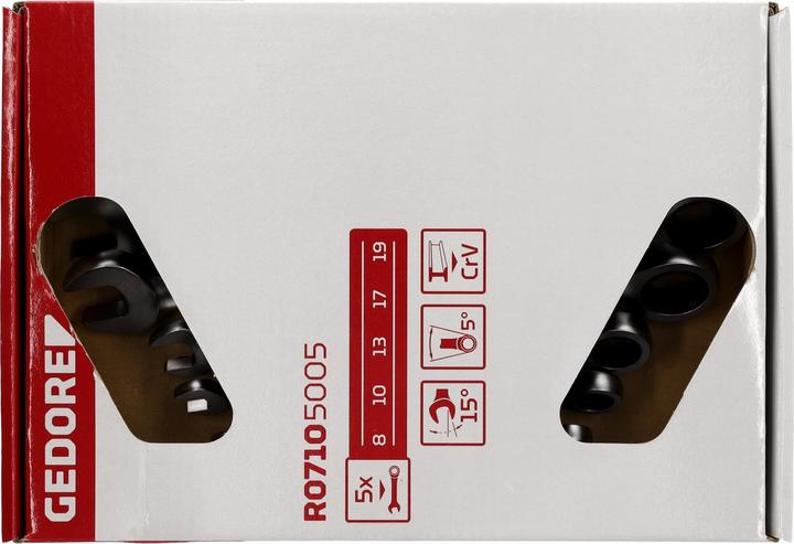 Immagine prodotto Gedore Red rosso R07105005 Set di chiavi combinate a cricchetto SW8-19 mm 5 pezzi (19 mm, 8 mm, 7 mm, 29 mm, 10 mm)