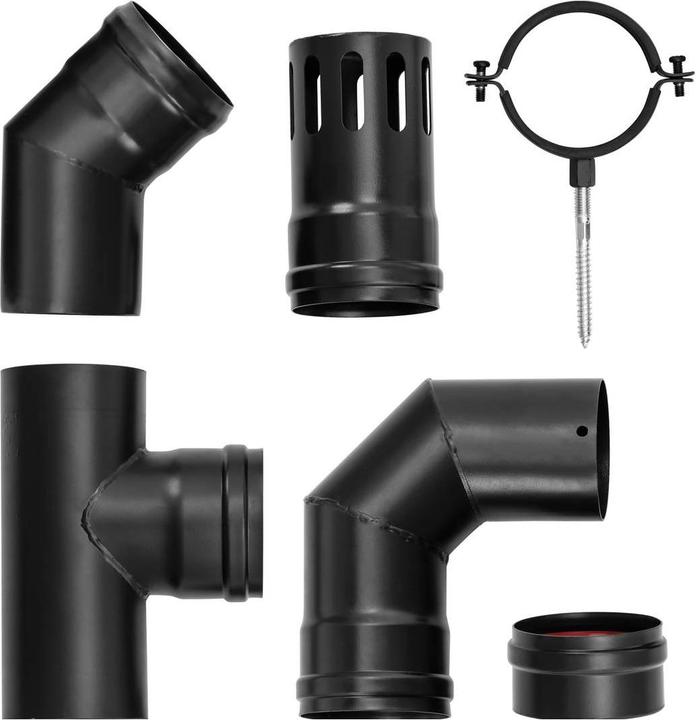 Produktbild MSW Pellet Ofenrohr Set Pelletofenrohr 80 mm Komplettset Karbonstahl Schwarz