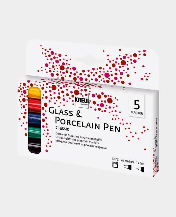 Produktbild I Am Creative Porcelain Pen 5er-Set (Schwarz, Signalgelb, Kirschrot, Royalblau, Französisch grün, 4 mm, 5 x)