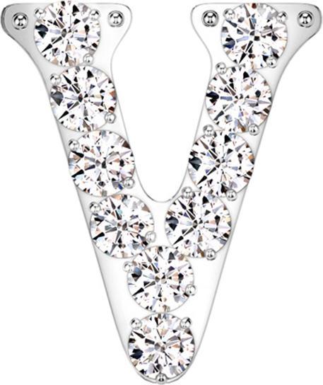 Star Piercing Threadless silber mit Kristallen silber Buchstabe V (ohne Messing, Titan G23)