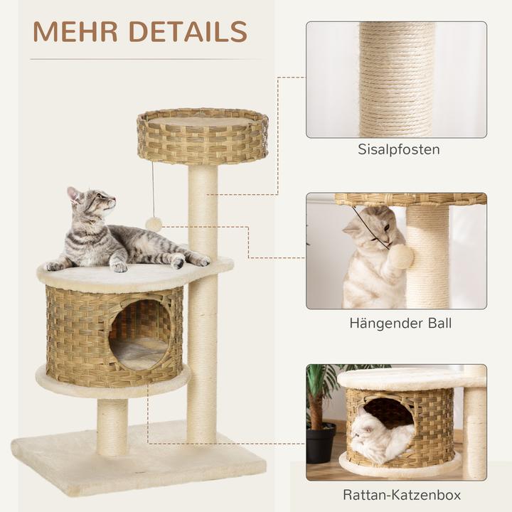 Image du produit PawHut Arbre à chat avec niche pour chat (95 cm, Multicolore)