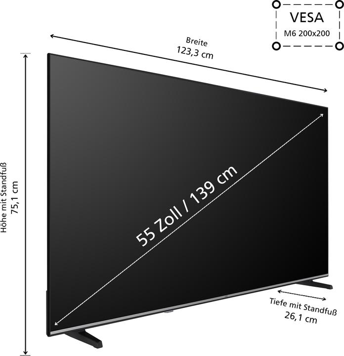 Actual product image JVC TV 55 inch Smart TV VIDAA LT-55VD3555 4K TV UHD, HDR Dolby Vision and triple tuner (55", LED, 4K, 2025)