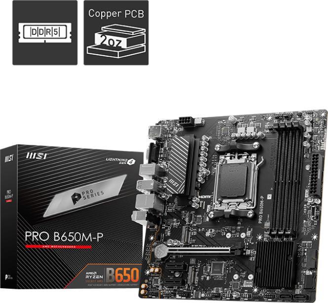 Image du produit MSI Pro B650M-P (AM5, AMD B650, Mini-ATX)