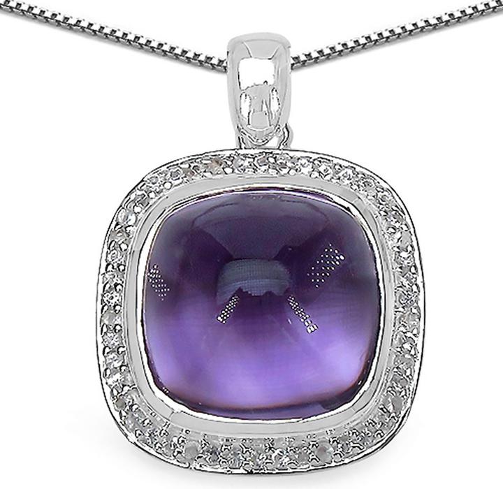 Xen Anhänger mit Kette Amethyst Cushion-Cabochon 45 cm 925 Silber (925 Sterling Silber, 45 cm)