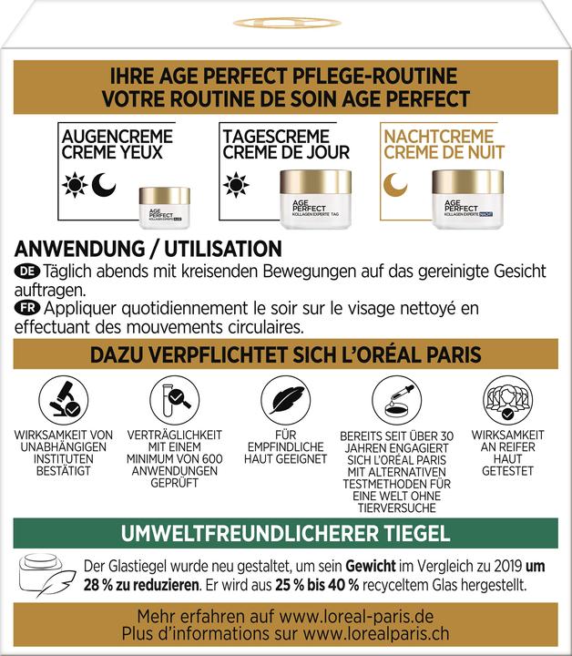 Nährwerte und Zutaten L'Oréal Paris Loreal, Alter Perfect Pro-Kollagenexperte, Nachtcreme, 50 ml (50 ml, Nachtcreme)