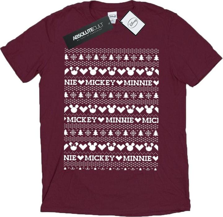 Disney Mickey And Minnie Christmas Fair Isle TShirt (M)