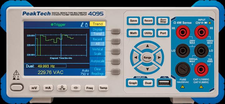Actual product image Peaktech 4095 Desktop multimeter, digital, 60000 counts, USB, LAN