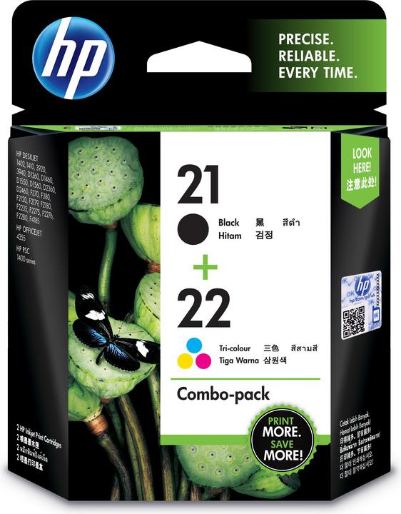 Produktbild HP 21/22 Combo Pack - 2er-Pack - Schwarz, Farbe (Cyan, Magenta, Gelb) (M, BK, C, Y)