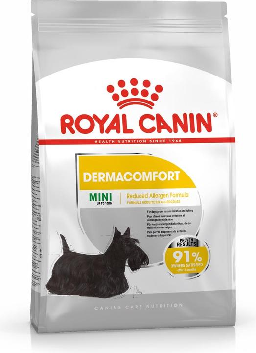 Produktbild Royal Canin Mini Dermacomfort für ausgewachsene Hunde kleiner Rassen mit empfindlicher Haut. Gewicht - 1 kg. (Senior, 1 Stk., 1000 g)