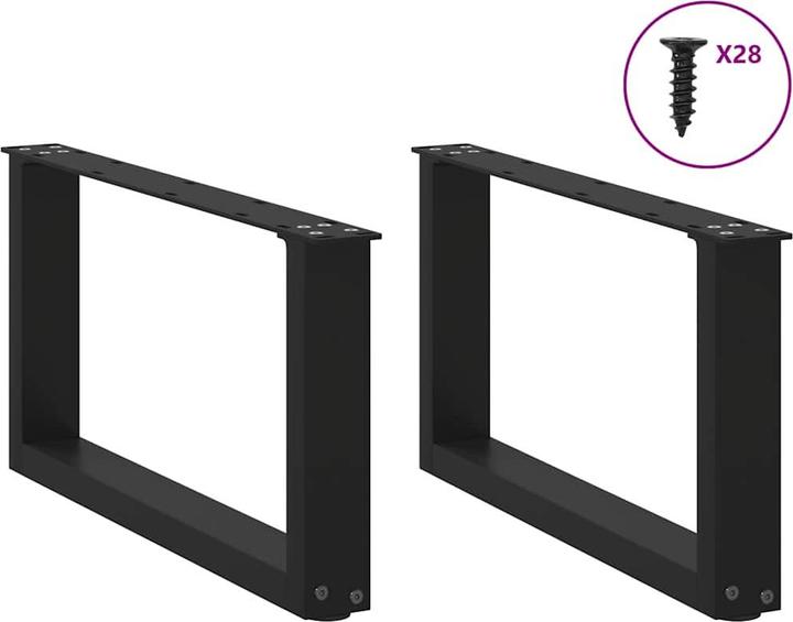 Produktbild VidaXL Couchtischbeine U-Form 2 Stk. Schwarz 70x(72-73) cm Stahl Tischbein