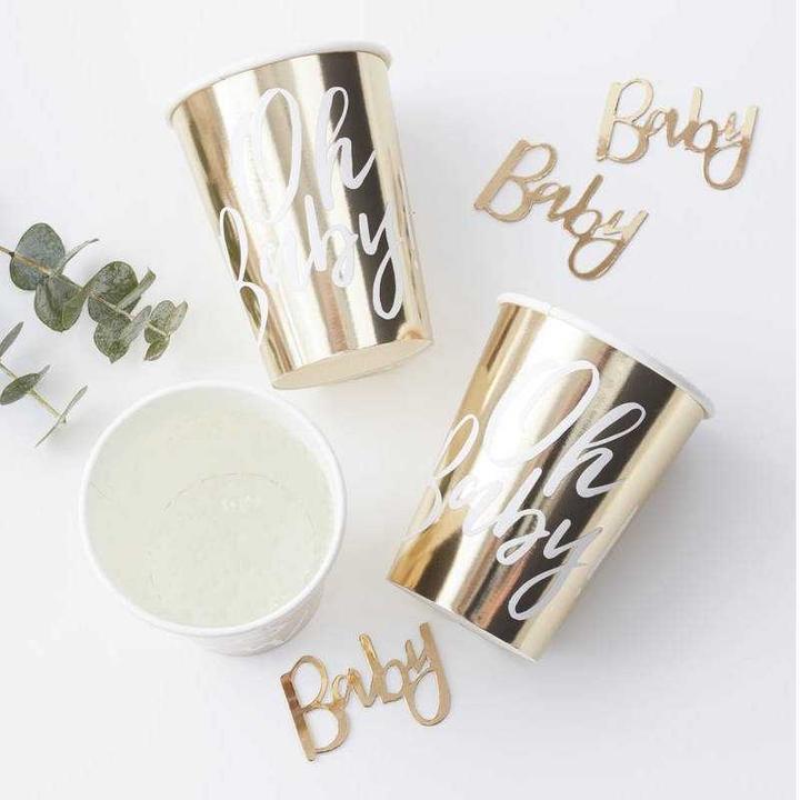 Image du produit Ginger Ray Mugs dorés "Oh Baby