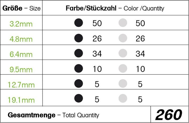 Immagine prodotto Offgridtec Schrumpfschlauch Sortiment Schwarz Weiss 3:1 Ratio mit Kleber Doppelwandig 260 Stück 88mm Länge Ve (260 x)