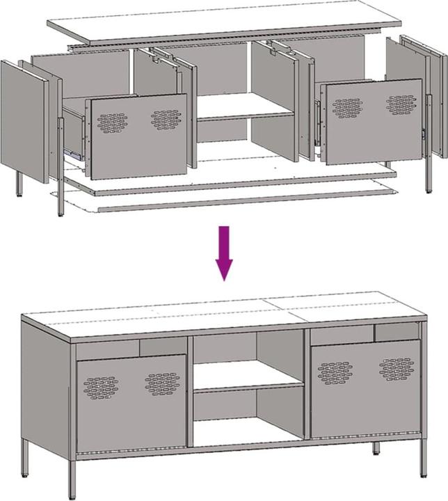 Produktbild VidaXL TV Schrank Fernsehtisch Fernsehschrank Lowboard TV Möbel Anthrazit Stahl
