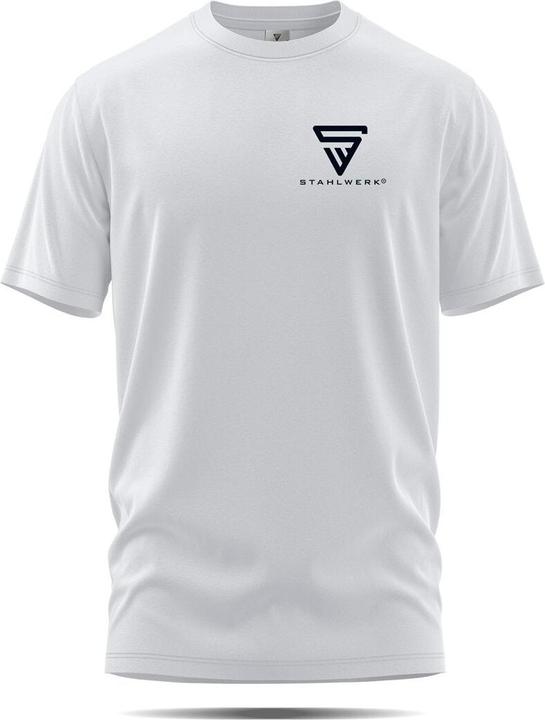 Immagine prodotto Stahlwerk T-shirt bianca taglia XXXL Camicia a maniche corte con stampa del logo in cotone 100%. (3XL)