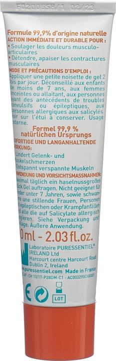 Nutritional values and ingredients Puressentiel Gel Joint & Muscle (1 x, 60 ml, 77 g)