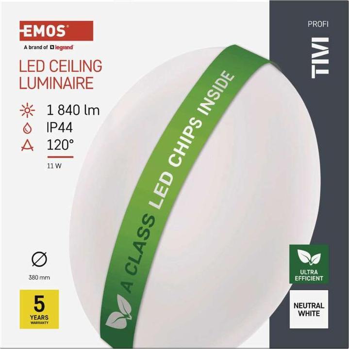 Image du produit Emos Plafonnier à LED TIVI, rond blanc 11W, IP44, neutre blanc (1840 lm)