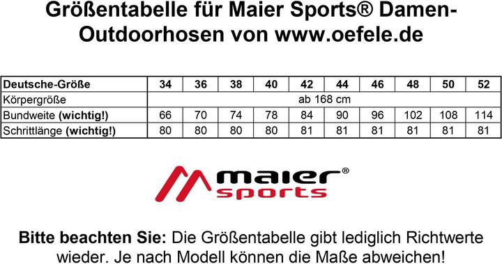 Produktbild Maier Sports leichte Damen-Outdoorhose "Karwendel" Wanderhose Funktionshose (teak) (M, L)
