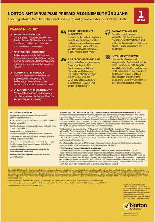 Produktbild Norton AntiVirus Plus (1 User, 12 Monate)