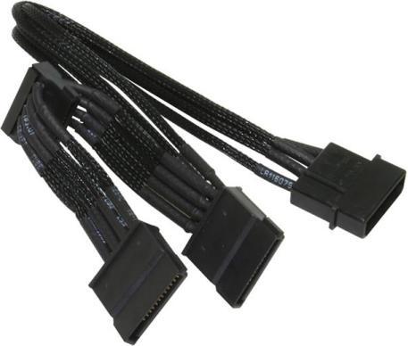 Produktbild NZXT Molex zu 3x SATA Adapter 20cm - premium sleeved black (20 cm)