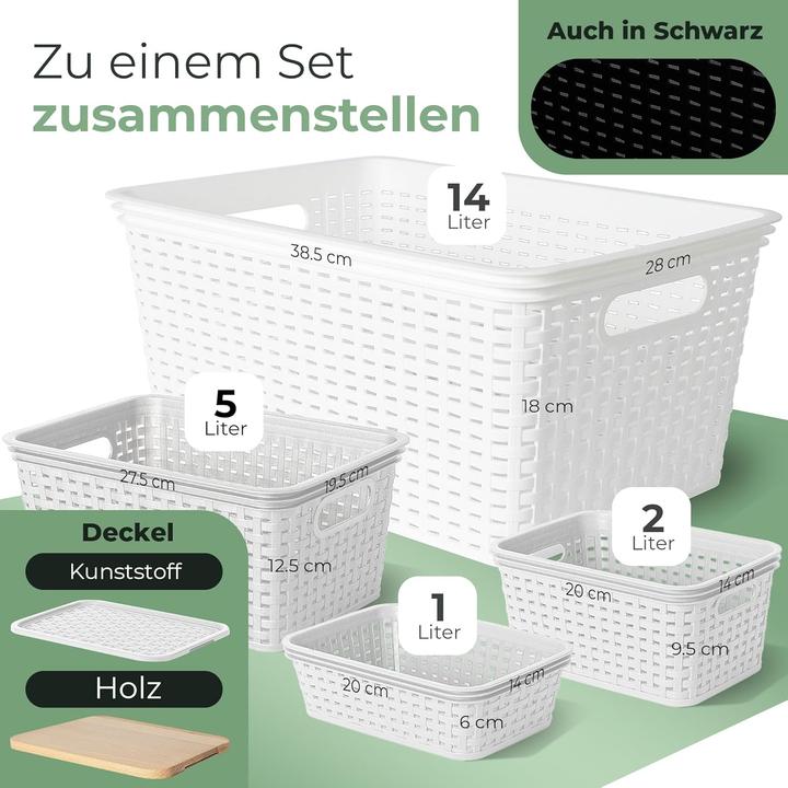 Image du produit Novaliv Boîte de rangement avec couvercle Mini panier 1L blanc en rotin design stockage alimentaire (1 l)