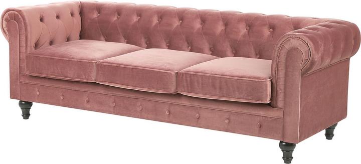 Produktbild Beliani Sofa Set Samtstoff rosa 4-Sitzer CHESTERFIELD (3-Sitzer)