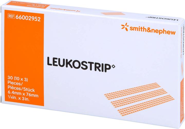 Actual product image Smith & nephew LEUKOSTRIP suture strips 6.4 cm x 7.6 cm sterile, 30 plasters (30 x)