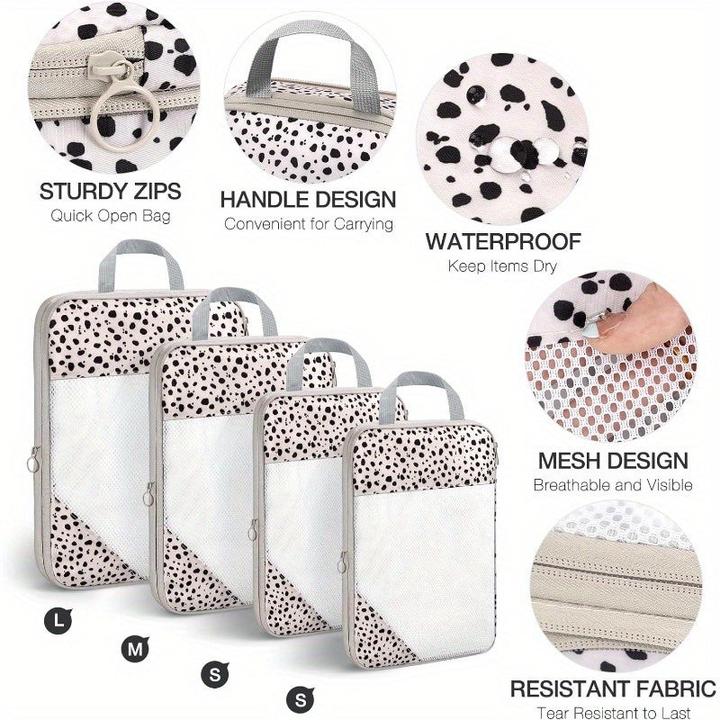 Produktbild Only-Bags.Store 6 Set Kompressionspackwürfel für Koffer, Packwürfel mit Schuhsack, grosser Kosmetiktasche