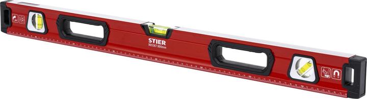Stier Premium Wasserwaage mit Magnet und drei Libellen 800 mm ±0,5 mm/m (80 cm)