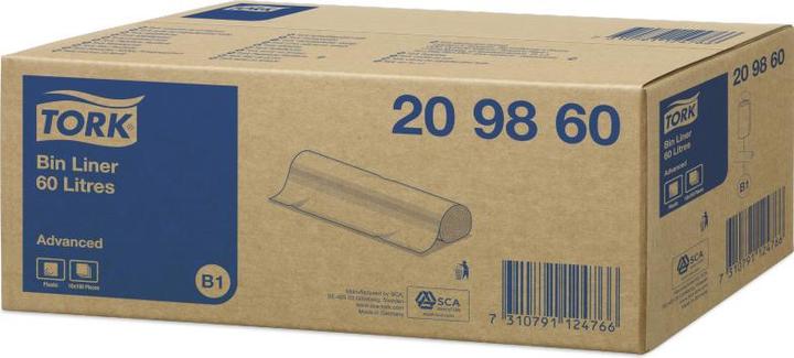 Tork Abfallsack, grün, 60 Liter aus umweltfreundlichem Polyethylen, - 1 Stück (209860) (100 x, 60 l)