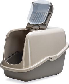 Actual product image Savic Happy Planet Nestor, L:56 x W:39 x H:38.5 cm, grå (Cat litter tray open)