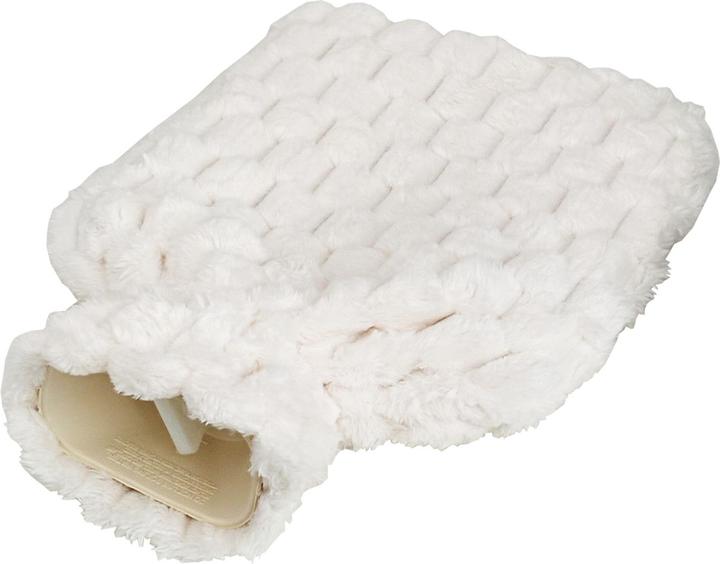 Produktbild Mojawo Wärmflasche Bettflasche Wärmkissen Plüschbezug 1,5L 31x20cm Creme (1.50 l)