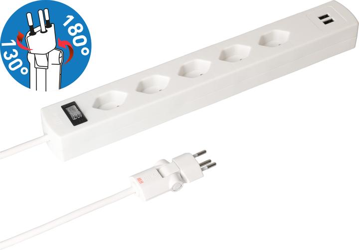 Max Hauri Safety Line (5 x, Typ 13, USB-A, 2 m)