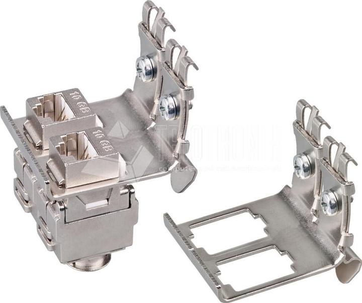 Produktbild Wirewin Hutschienenadapter für Montage von 2 Keystone Jacks, Metall Keystone System (Keystone Modulhalter)