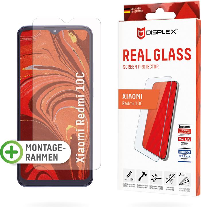 Image du produit Displex Real Glass, 2D Panzerglas (1 pièce(s), Xiaomi Redmi 10C, Xiaomi Poco C40)
